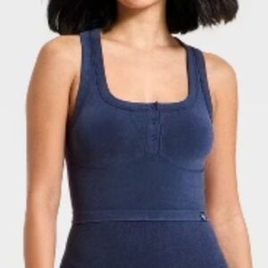 JoyLab Deep Blue Seamless Henley Tank